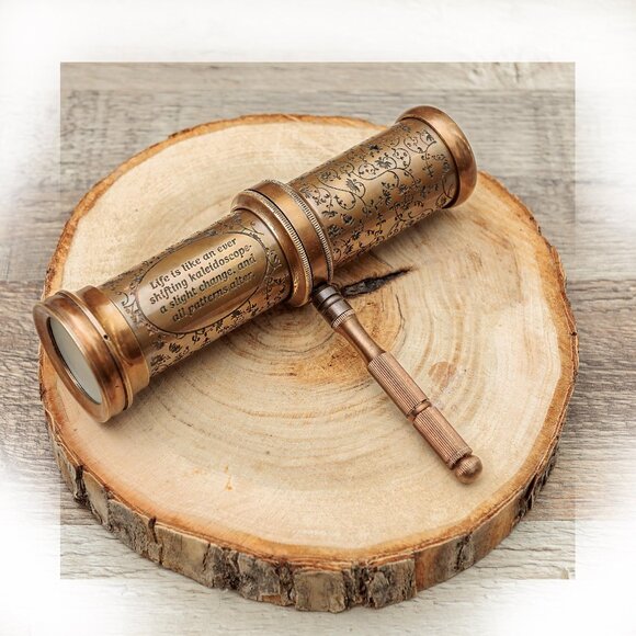 Vintage Solid Brass Kaleidoscope – Unique Educational Gift for Kids, Birthday - Picture 1 of 7